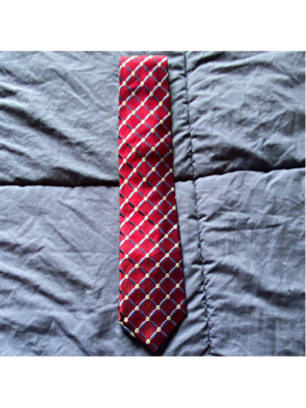 Jos. A. Bank 100% Silk Woven Tie Red Blue Geometric Abstract Handmade